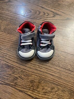 See Kai Run Gray and Red Toddler High-Top Sneakers
